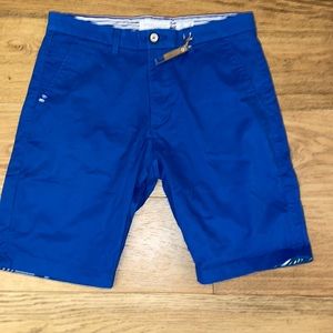 Navy blue denim and flower shorts